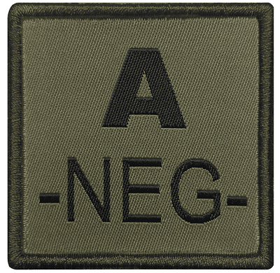 Patch groupe sanguin A- brodé vert olive