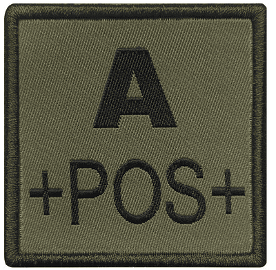 Patch groupe sanguin A+ brodé vert olive