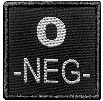 Patch groupe sanguin O- brodé noir
