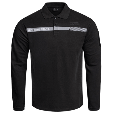 Polo SÉCU-ONE manches longues Sécurité Privée noir