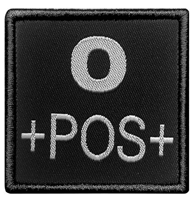 Patch groupe sanguin O+ brodé noir